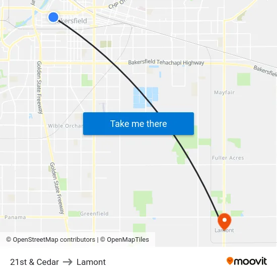 21st & Cedar to Lamont map