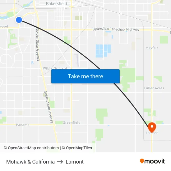 Mohawk & California to Lamont map