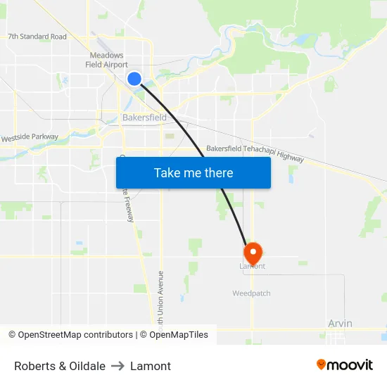Roberts & Oildale to Lamont map