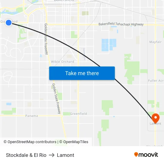 Stockdale & El Rio to Lamont map