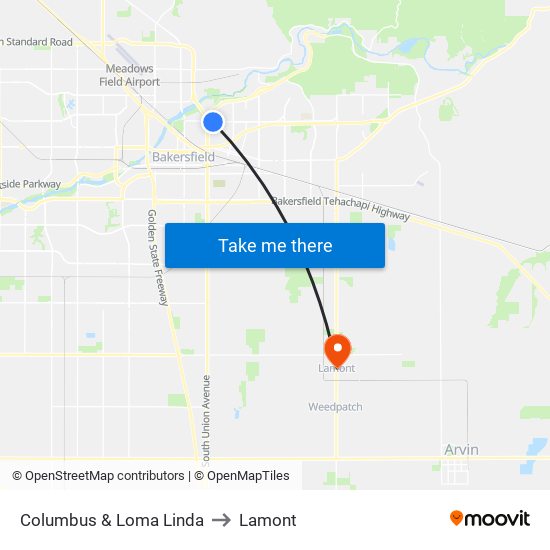 Columbus & Loma Linda to Lamont map