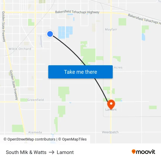 South Mlk & Watts to Lamont map