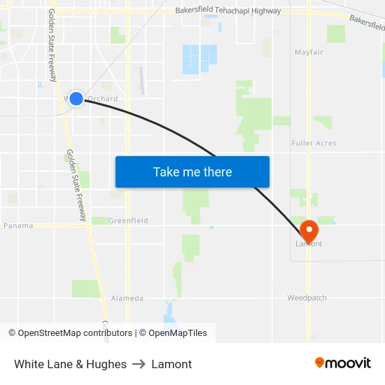 White Lane & Hughes to Lamont map