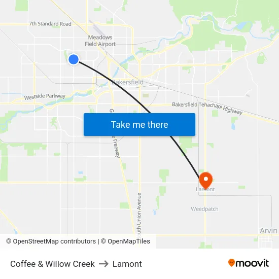 Coffee & Willow Creek to Lamont map