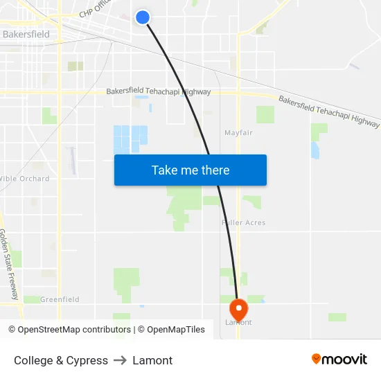 College & Cypress to Lamont map