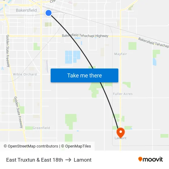 East Truxtun & East 18th to Lamont map