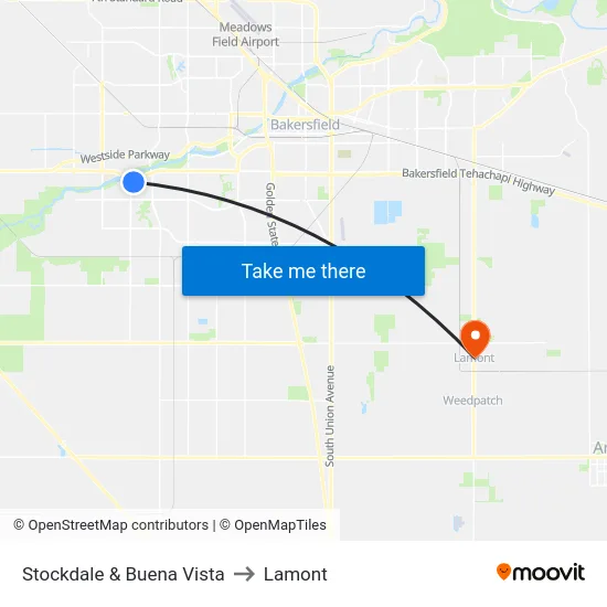 Stockdale & Buena Vista to Lamont map
