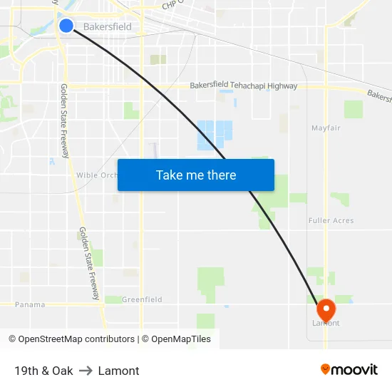 19th & Oak to Lamont map