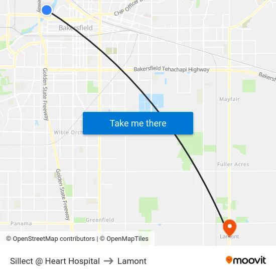 Sillect @ Heart Hospital to Lamont map