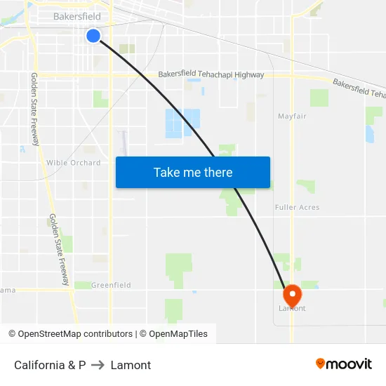 California & P to Lamont map