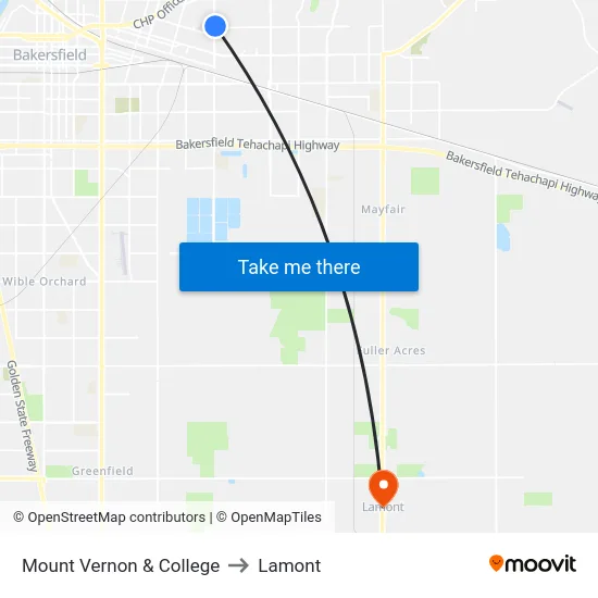 Mount Vernon & College to Lamont map