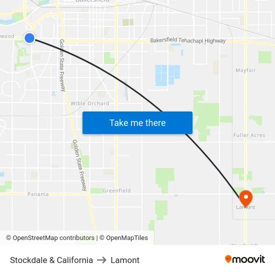 Stockdale & California to Lamont map