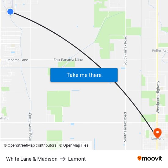 White Lane & Madison to Lamont map