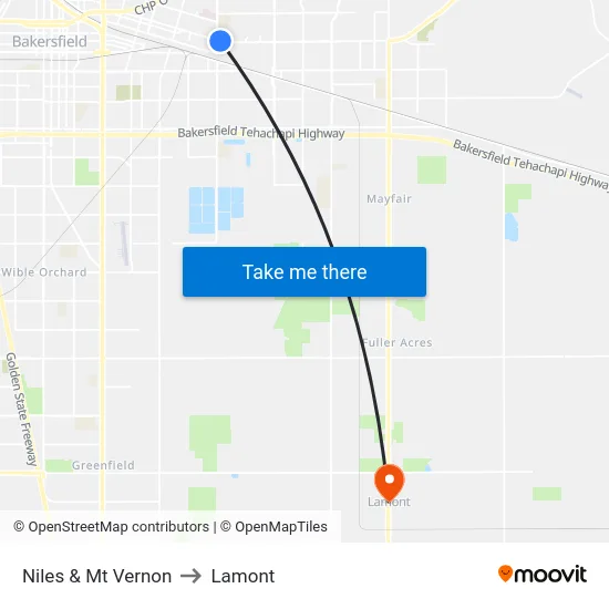Niles & Mt Vernon to Lamont map