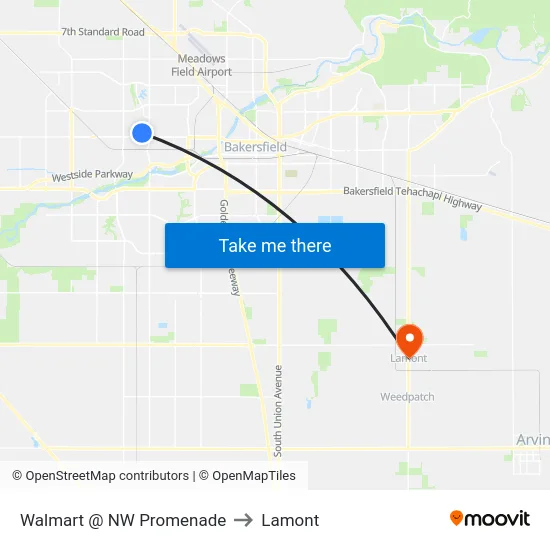 Walmart @ NW Promenade to Lamont map