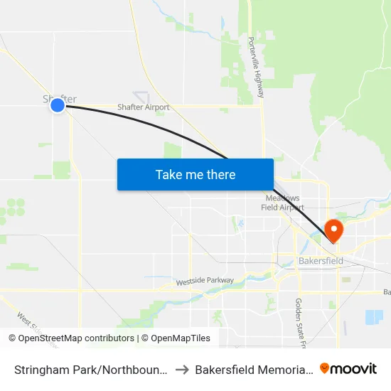 Stringham Park/Northbound (4160861) to Bakersfield Memorial Hospital map