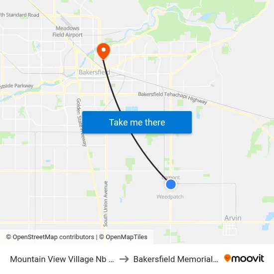 Mountain View Village Nb (4160864) to Bakersfield Memorial Hospital map
