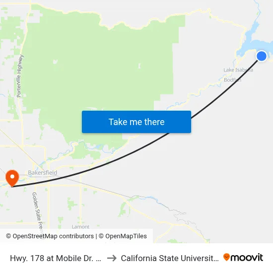Hwy. 178 at Mobile Dr. Wb (771459) to California State University, Bakersfield map