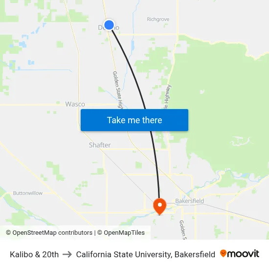 Kalibo & 20th to California State University, Bakersfield map
