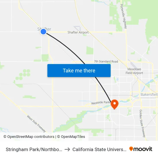 Stringham Park/Northbound (4160861) to California State University, Bakersfield map