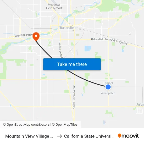 Mountain View Village Sb (4160863) to California State University, Bakersfield map