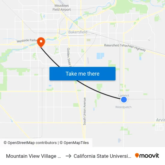 Mountain View Village Nb (4160864) to California State University, Bakersfield map