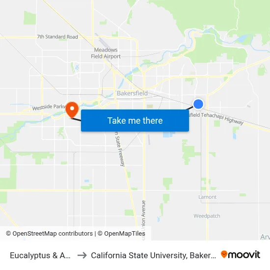 Eucalyptus & Ansol to California State University, Bakersfield map