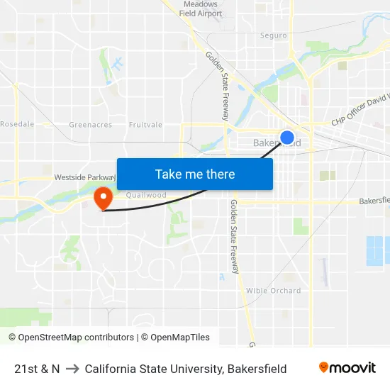 21st & N to California State University, Bakersfield map