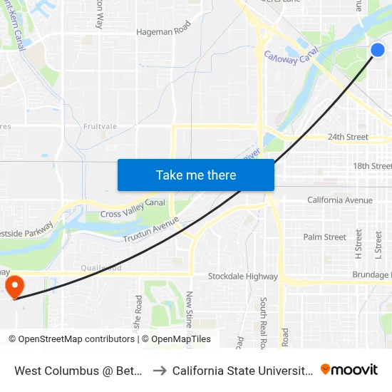 West Columbus @ Bethel Academy to California State University, Bakersfield map
