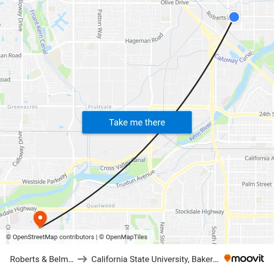 Roberts & Belmont to California State University, Bakersfield map