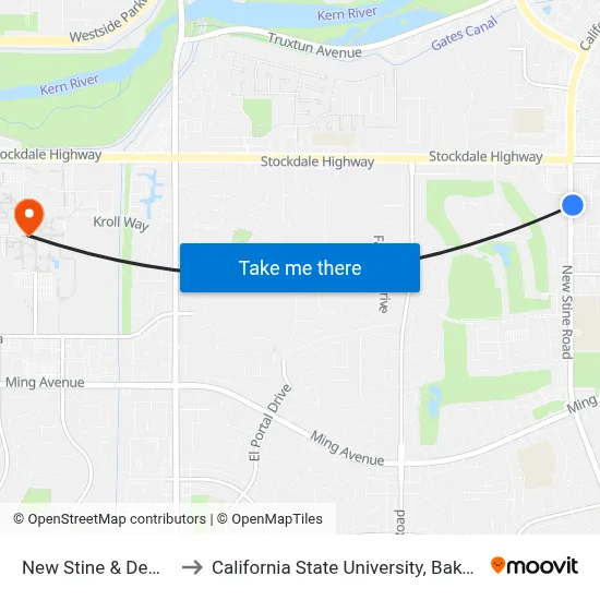 New Stine & Demaret to California State University, Bakersfield map