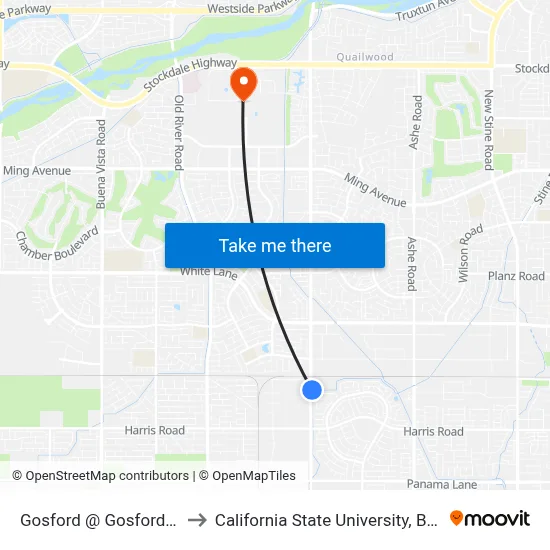 Gosford @ Gosford Village to California State University, Bakersfield map