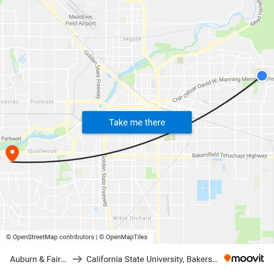 Auburn & Fairfax to California State University, Bakersfield map