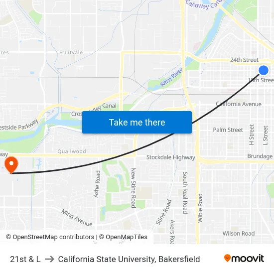 21st & L to California State University, Bakersfield map
