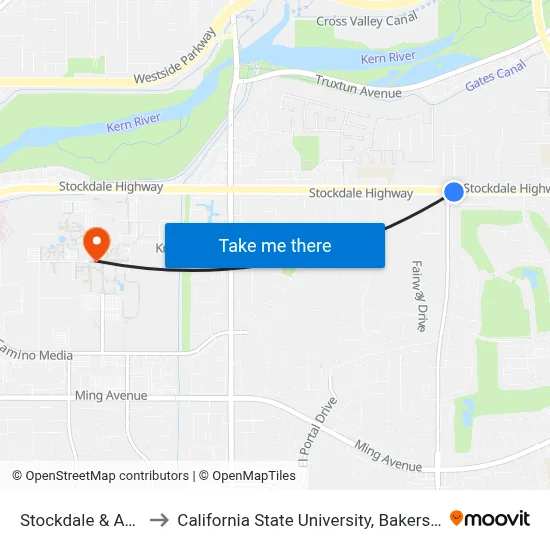 Stockdale & Ashe to California State University, Bakersfield map