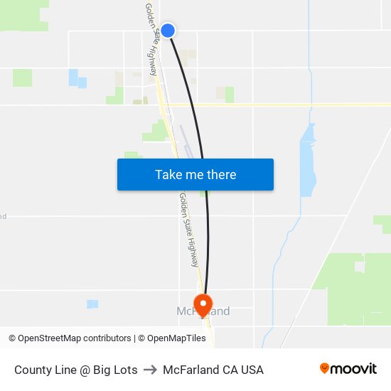 County Line @ Big Lots to McFarland CA USA map