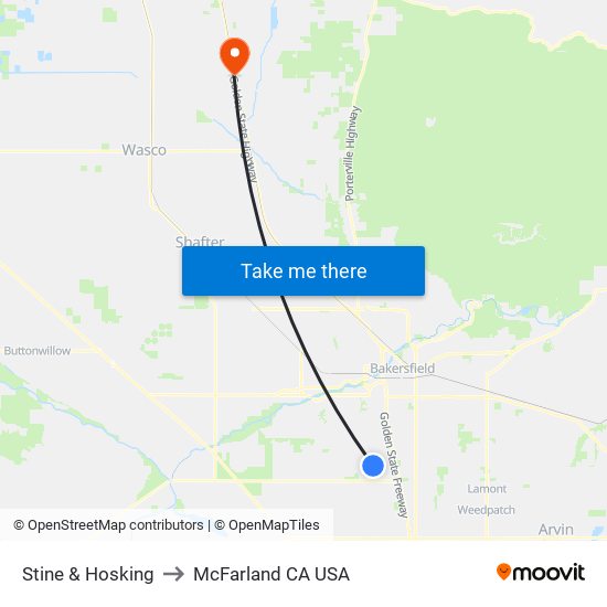 Stine & Hosking to McFarland CA USA map