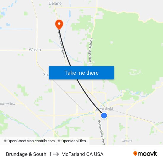 Brundage & South H to McFarland CA USA map