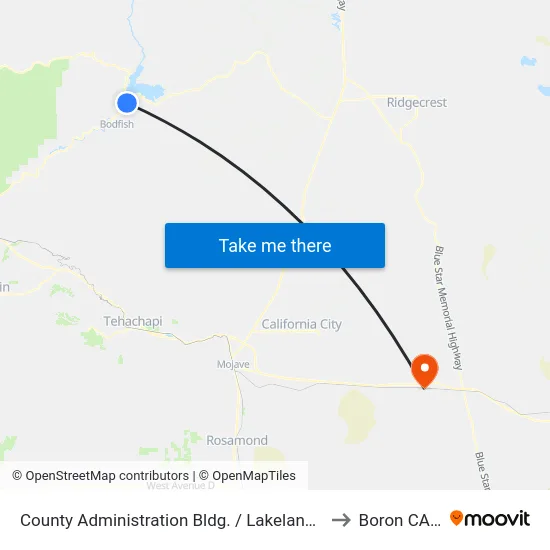 County Administration Bldg. / Lakeland St. (760770) to Boron CA USA map