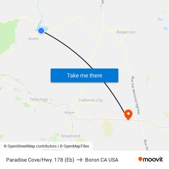 Paradise Cove/Hwy. 178 (Eb) (768790) to Boron CA USA map