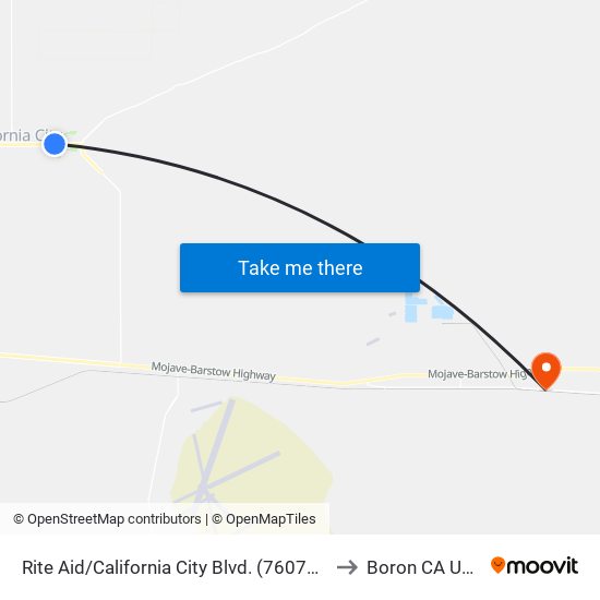 Rite Aid/California City Blvd. (760765) to Boron CA USA map