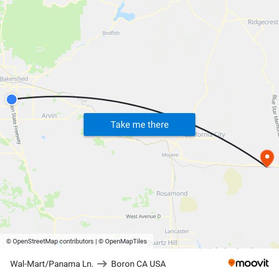 Wal-Mart/Panama Ln. to Boron CA USA map