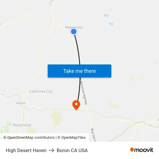 High Desert Haven to Boron CA USA map