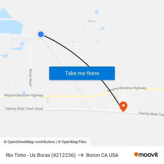 Rio Tinto - Us Borax (4212236) to Boron CA USA map