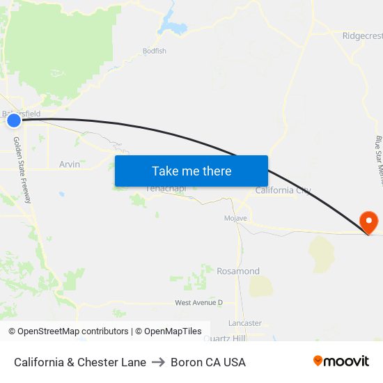 California & Chester Lane to Boron CA USA map