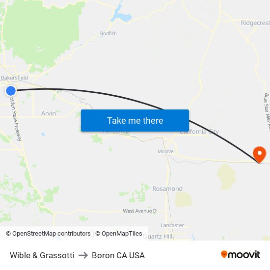 Wible & Grassotti to Boron CA USA map