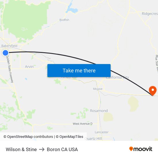 Wilson & Stine to Boron CA USA map