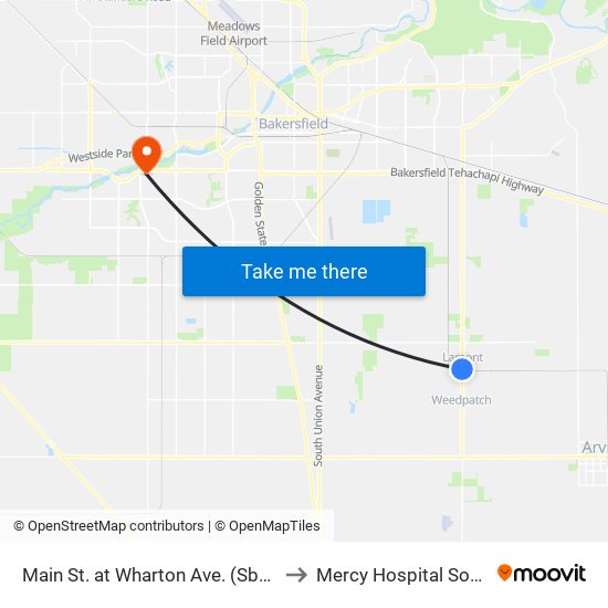 Main St. at Wharton Ave. (Sb) (761658) to Mercy Hospital Southwest map