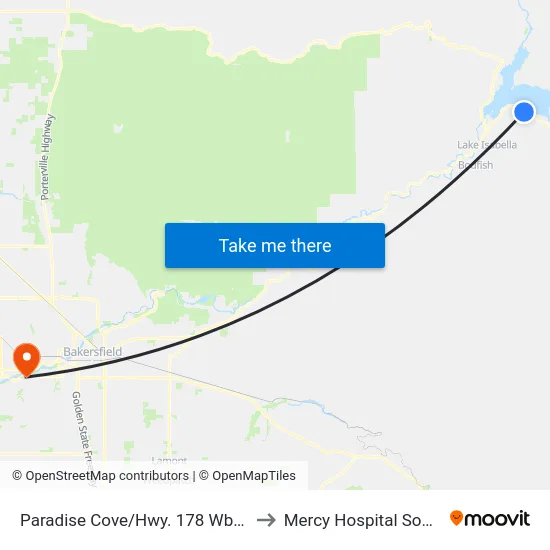 Paradise Cove/Hwy. 178 Wb (768791) to Mercy Hospital Southwest map
