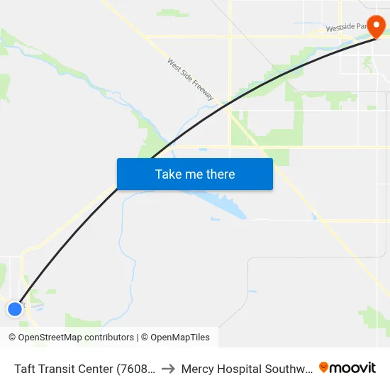 Taft Transit Center (760860) to Mercy Hospital Southwest map